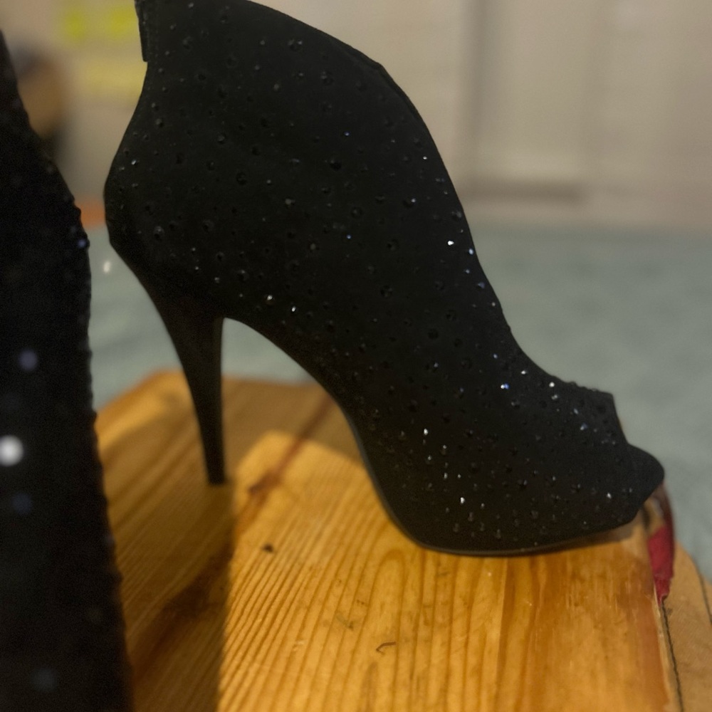 Material Girl Black Glitter Heeled Boots